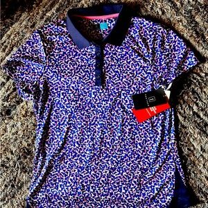 PGA Tour polo- Blue/Pink Design. Size L.